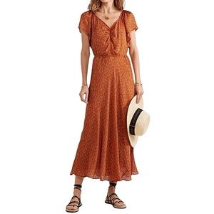 MES DEMOISELLES Falbala Floral Silk Maxi‎ Dress